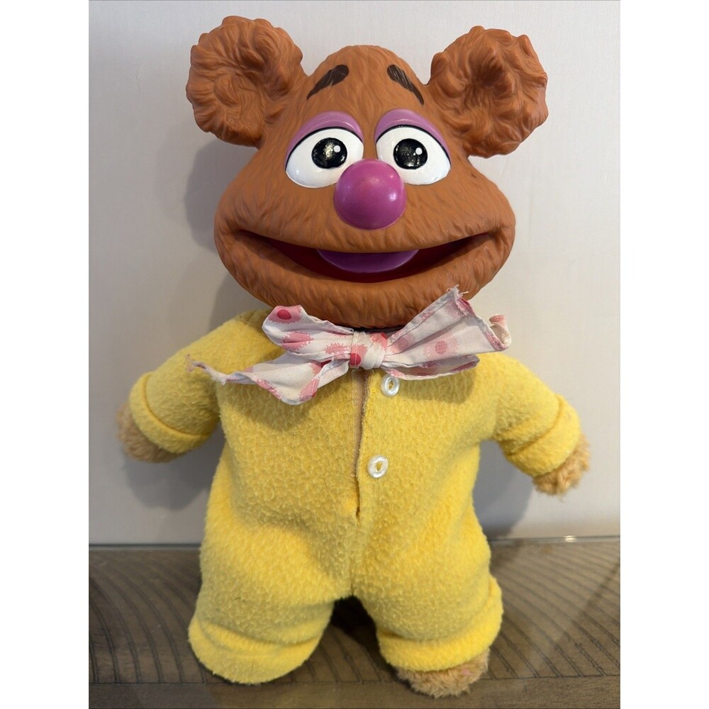 Muppet Babies Fozzie Bear Plush Vinyl Head 14" Jim Henson 1989 Fozzy Vintage